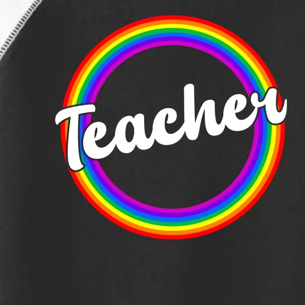 Teacher Rainbow Retro Gift For Teacher Toddler Fine Jersey T-Shirt