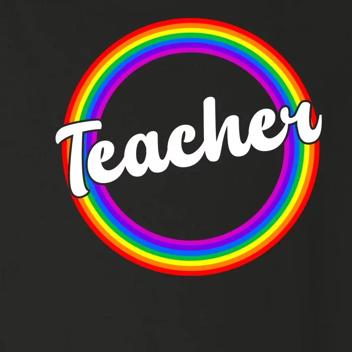 Teacher Rainbow Retro Gift For Teacher Toddler Long Sleeve Shirt