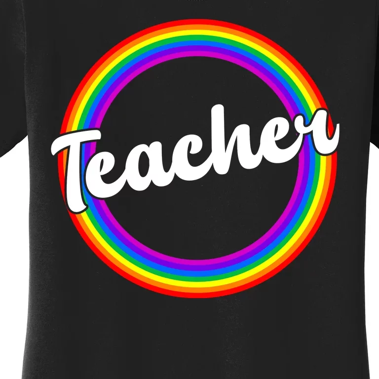 Teacher Rainbow Retro Gift For Teacher Women's T-Shirt