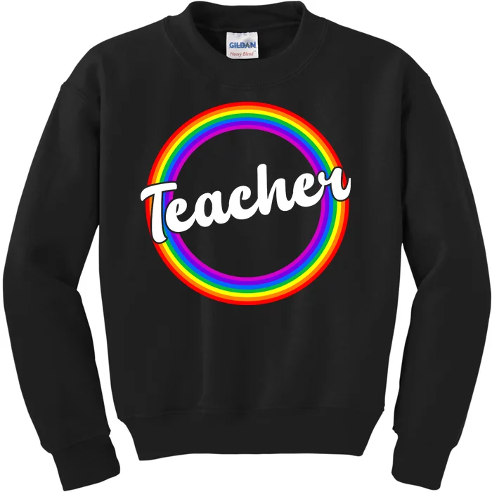 Teacher Rainbow Retro Gift For Teacher Kids Sweatshirt