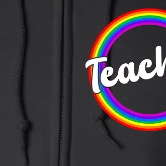 Teacher Rainbow Retro Gift For Teacher Full Zip Hoodie