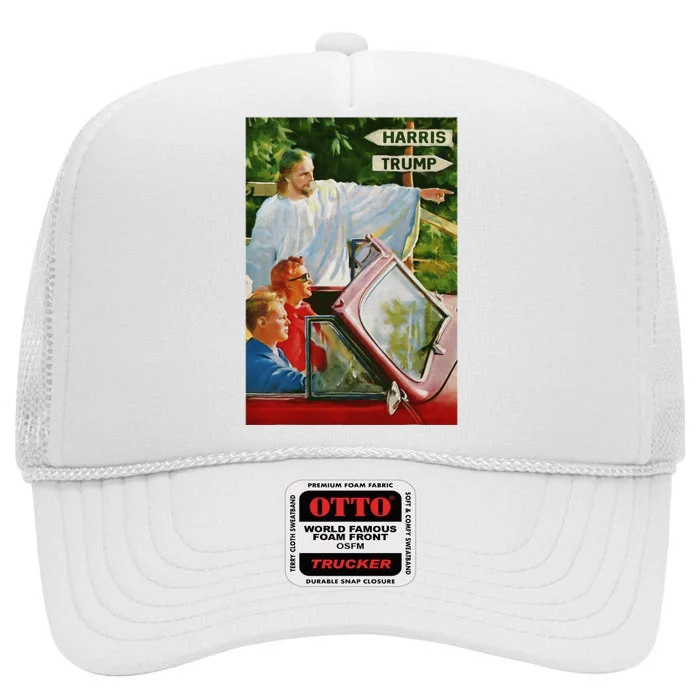 The Right Road Vintage Jesus Is Lord High Crown Mesh Trucker Hat