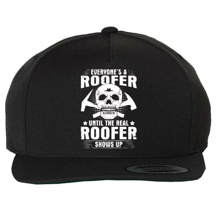 The Real Roofer Shows Up Funny Roofing For Men MM Wool Snapback Cap