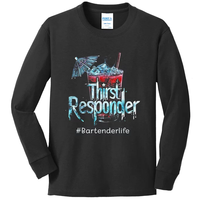 Thirst Response Responder Funny Bartender Mixologists Kids Long Sleeve Shirt