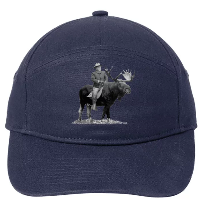 Teddy Roosevelt Riding A Bull Moose 7-Panel Snapback Hat