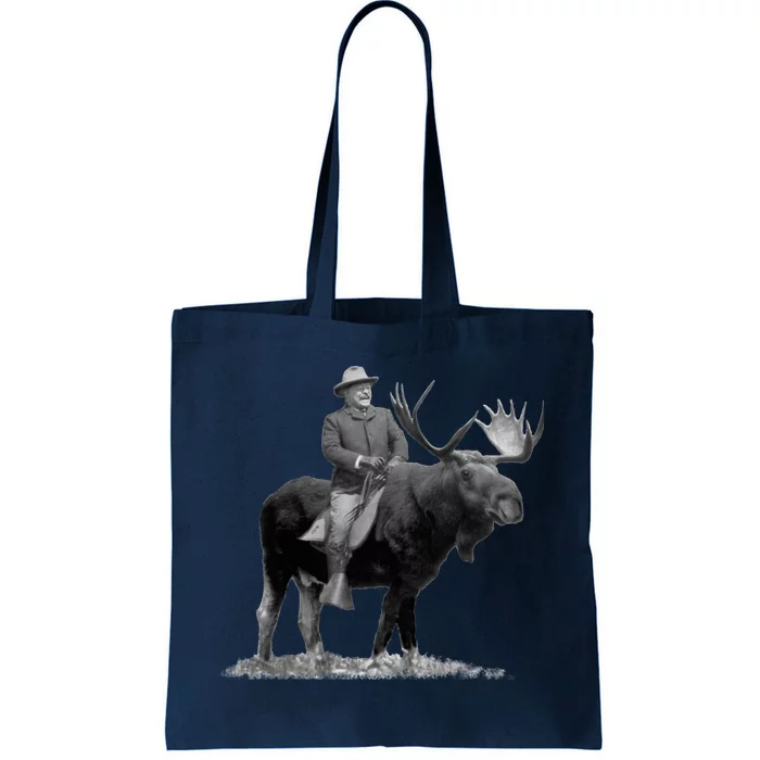 Teddy Roosevelt Riding A Bull Moose Tote Bag