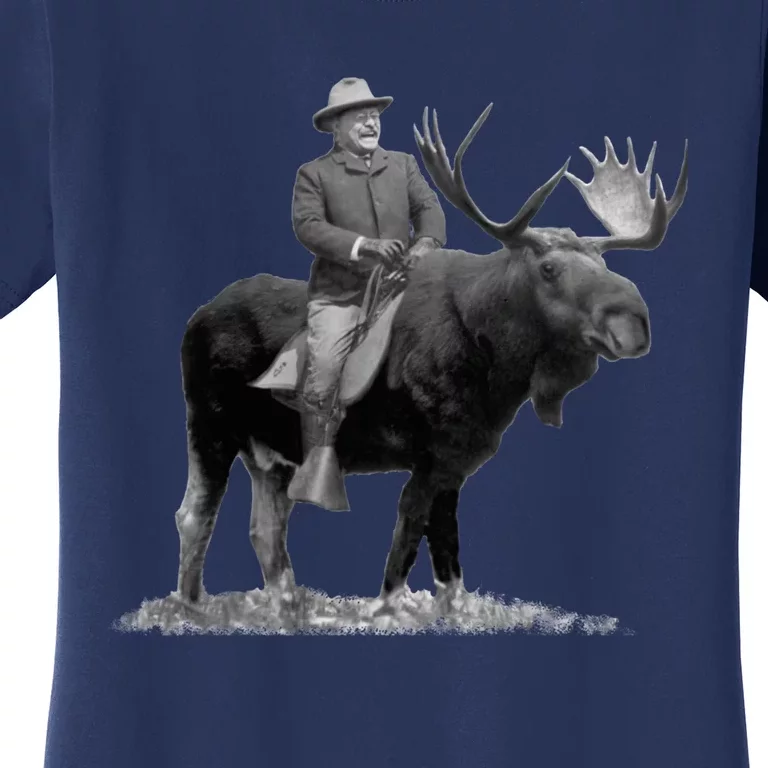 Teddy Roosevelt Riding A Bull Moose Women's T-Shirt