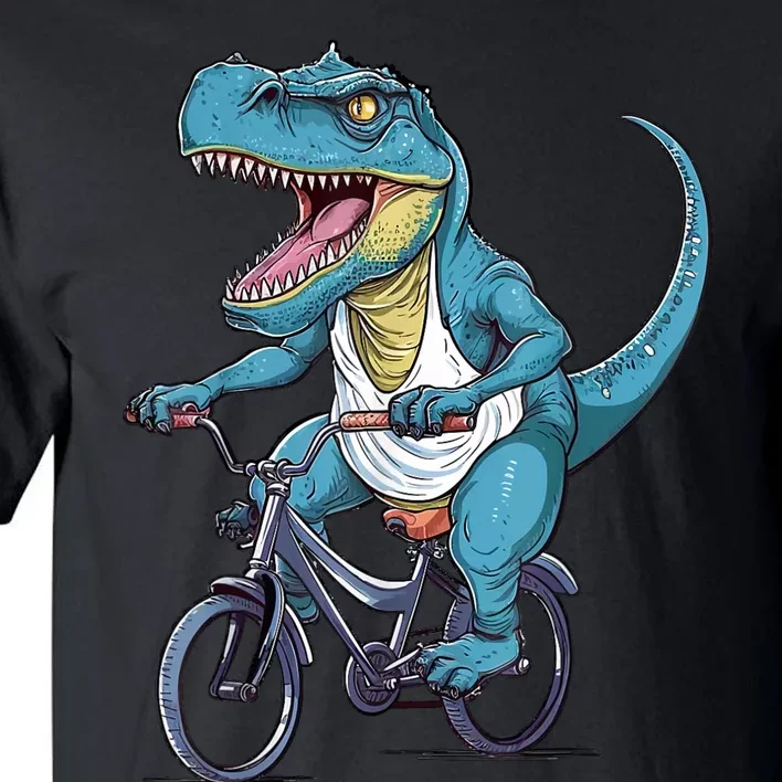 T Rex Riding Bike Funny Bicycle Rider Cycling Dinosaur Tall T-Shirt