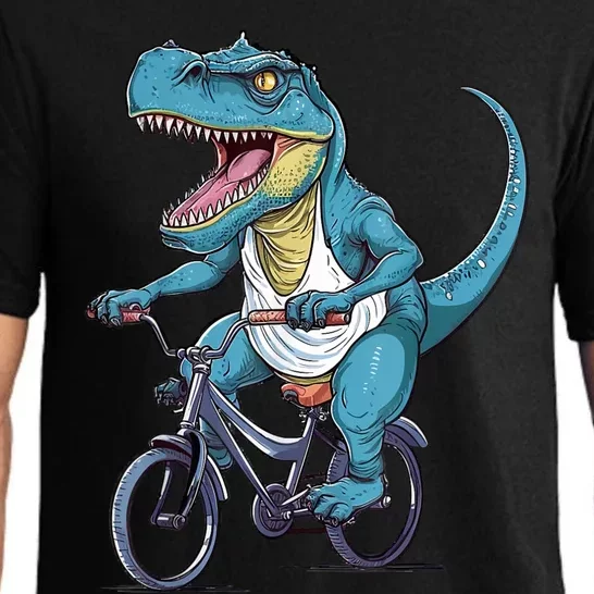 T Rex Riding Bike Funny Bicycle Rider Cycling Dinosaur Pajama Set