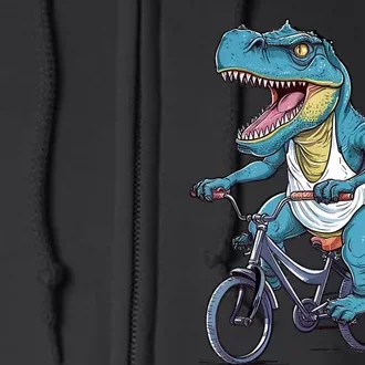 T Rex Riding Bike Funny Bicycle Rider Cycling Dinosaur Full Zip Hoodie