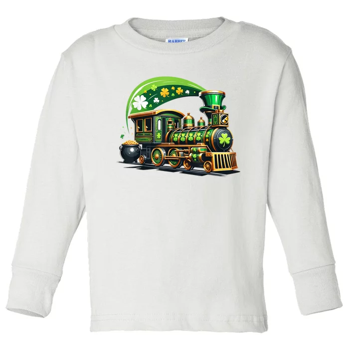 Train Railroad St Patricks Day Train Toddler Long Sleeve Shirt