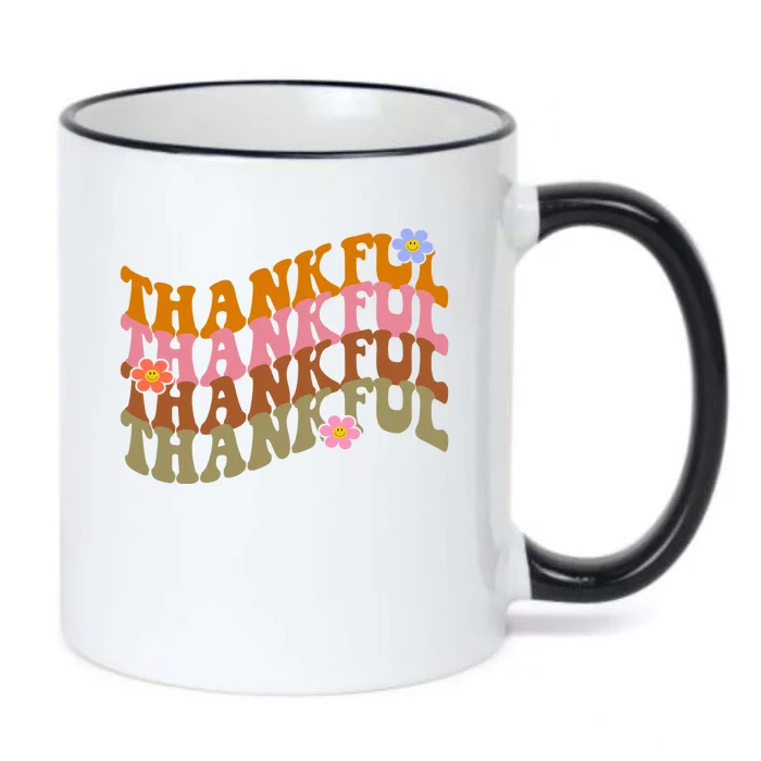 Thankful Retro Sunflower Cute Gift Black Color Changing Mug