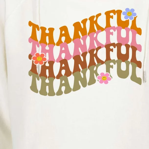 Thankful Retro Sunflower Cute Gift Womens Funnel Neck Pullover Hood