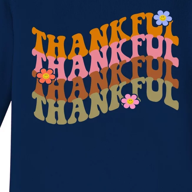 Thankful Retro Sunflower Cute Gift Baby Long Sleeve Bodysuit