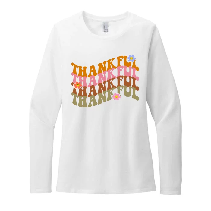 Thankful Retro Sunflower Cute Gift Womens CVC Long Sleeve Shirt