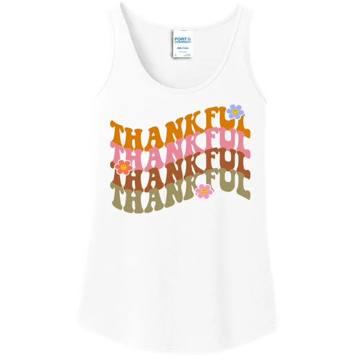 Thankful Retro Sunflower Cute Gift Ladies Essential Tank