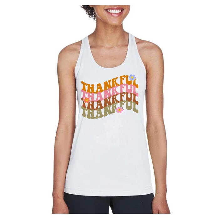 Thankful Retro Sunflower Cute Gift Women's Racerback Tank