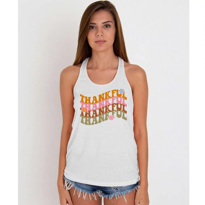 Thankful Retro Sunflower Cute Gift Women's Knotted Racerback Tank