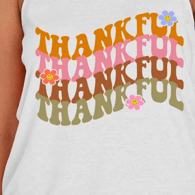 Thankful Retro Sunflower Cute Gift Women's Knotted Racerback Tank