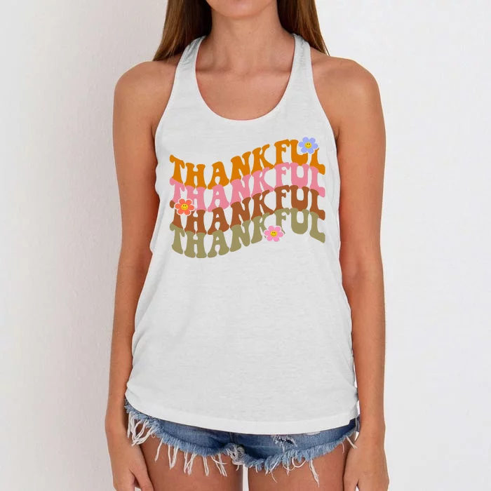 Thankful Retro Sunflower Cute Gift Women's Knotted Racerback Tank