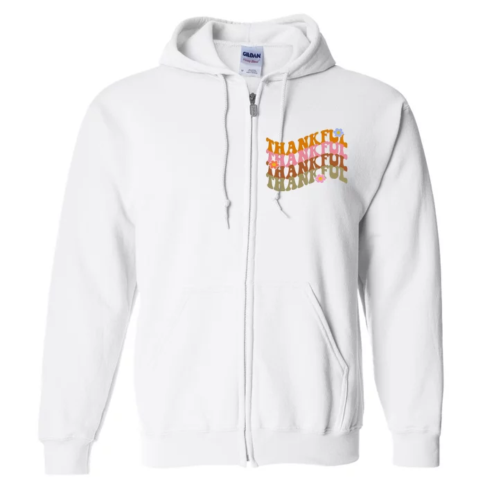 Thankful Retro Sunflower Cute Gift Full Zip Hoodie