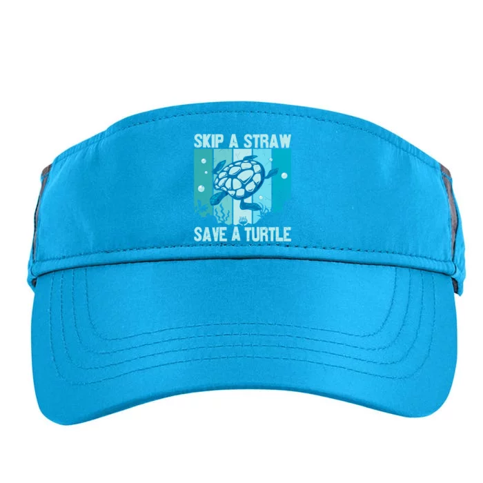 Turtle Rescue Skip A Straw Save A Turtle Gift Adult Drive Performance Visor