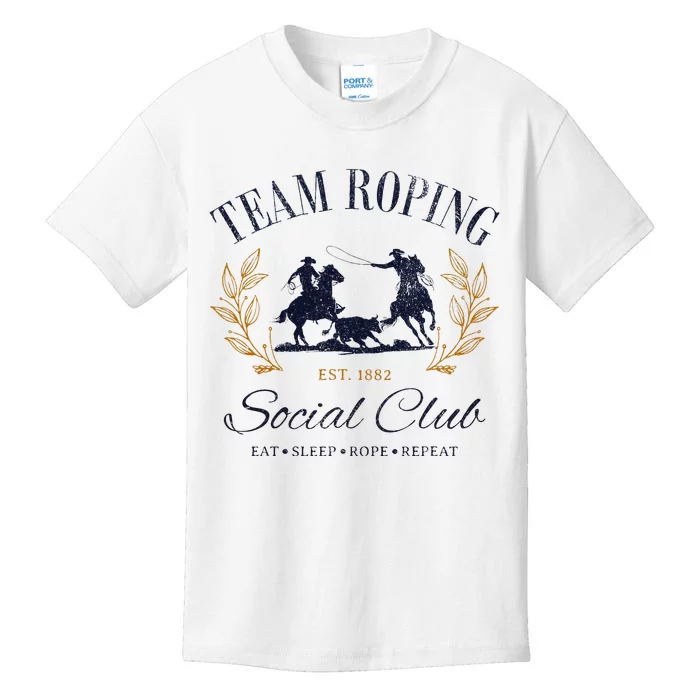 Team Roping Social Club Eat Sleep Rope Texas Rodeo Kids T-Shirt