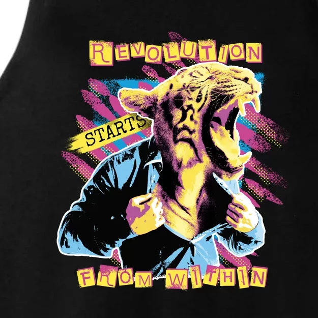 The Revolution Starts From Within Roaring Tiger Man Ladies Tri-Blend Wicking Tank