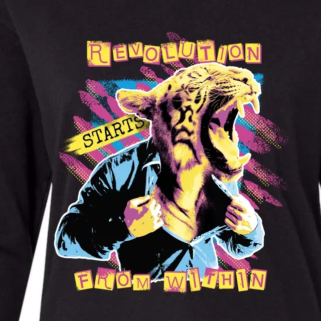 The Revolution Starts From Within Roaring Tiger Man Womens Cotton Relaxed Long Sleeve T-Shirt