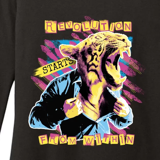 The Revolution Starts From Within Roaring Tiger Man Womens CVC Long Sleeve Shirt