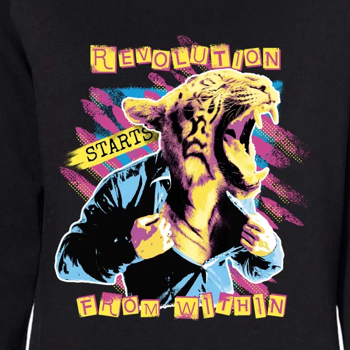 The Revolution Starts From Within Roaring Tiger Man Womens California Wash Sweatshirt