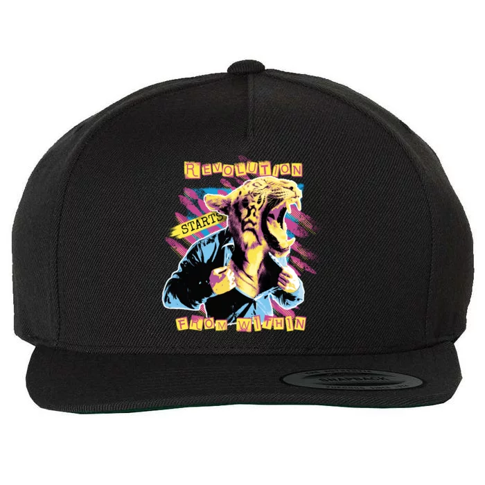 The Revolution Starts From Within Roaring Tiger Man Wool Snapback Cap