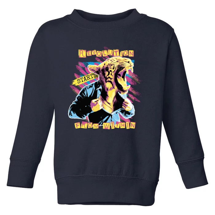 The Revolution Starts From Within Roaring Tiger Man Toddler Sweatshirt