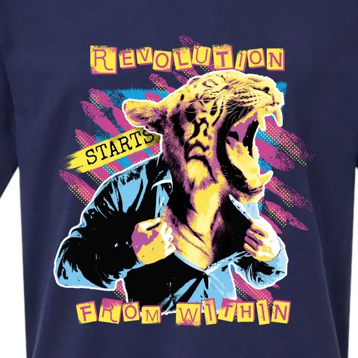 The Revolution Starts From Within Roaring Tiger Man Sueded Cloud Jersey T-Shirt