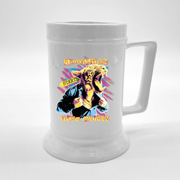 The Revolution Starts From Within Roaring Tiger Man Front & Back Beer Stein