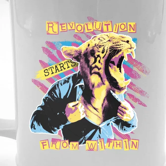 The Revolution Starts From Within Roaring Tiger Man Front & Back Beer Stein