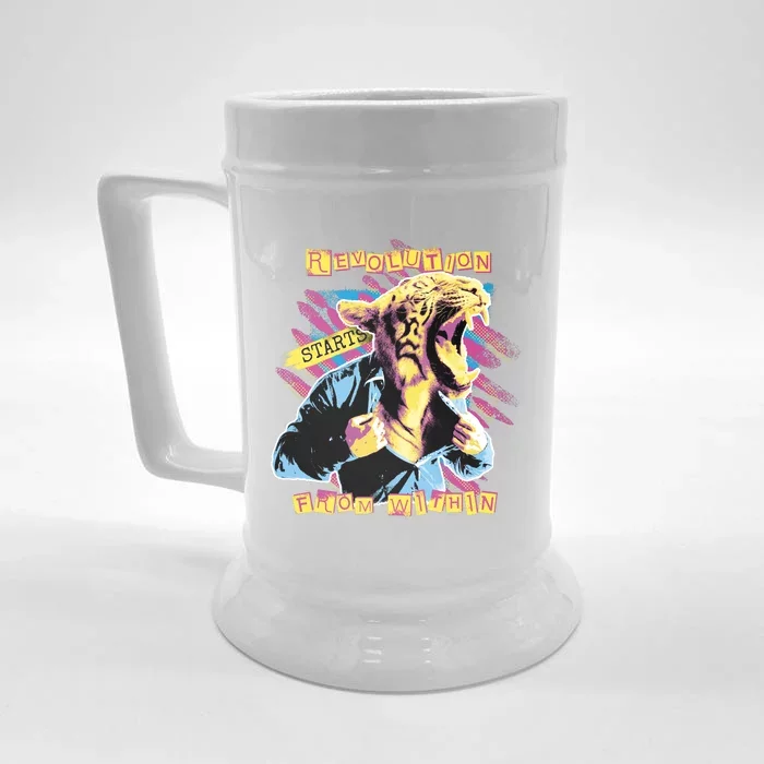 The Revolution Starts From Within Roaring Tiger Man Front & Back Beer Stein