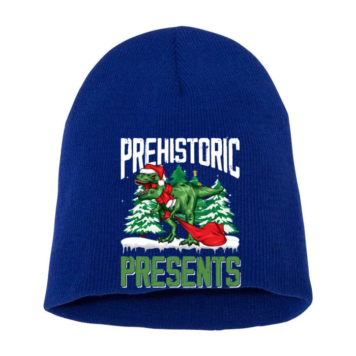 Tree Rex Santa Claus Dino Lover Merry Christmas Dinosaur Gift Short Acrylic Beanie