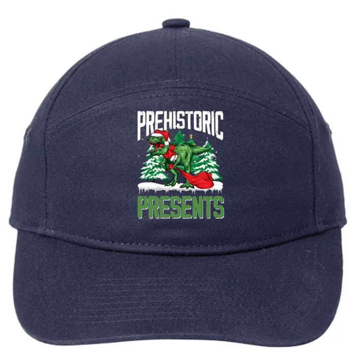 Tree Rex Santa Claus Dino Lover Merry Christmas Dinosaur Gift 7-Panel Snapback Hat