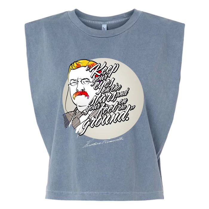 Theodore Roosevelt Sayings With Portrait Garment-Dyed Women's Muscle Tee