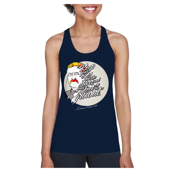 Theodore Roosevelt Sayings With Portrait Women's Racerback Tank