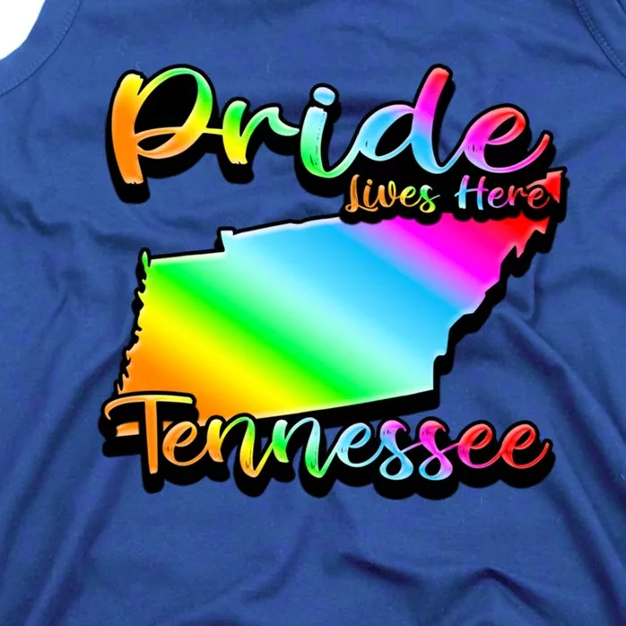 Tennessee Rainbow State Shape Pride Lives Here Design Gift Tank Top