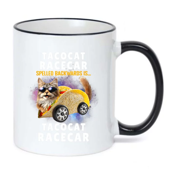 Tacocat Racecar Spelled Backwards Funny Mexican Car Taco Cat Black Color Changing Mug