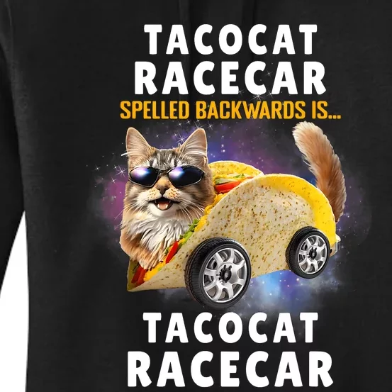 Tacocat Racecar Spelled Backwards Funny Mexican Car Taco Cat Women's Pullover Hoodie