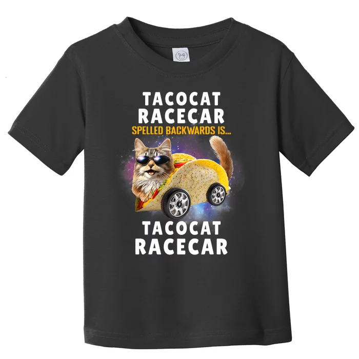 Tacocat Racecar Spelled Backwards Funny Mexican Car Taco Cat Toddler T-Shirt