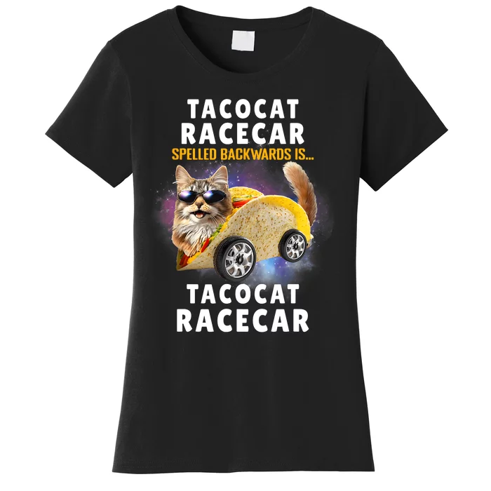 Tacocat Racecar Spelled Backwards Funny Mexican Car Taco Cat Women's T-Shirt