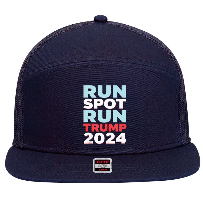 Trump Run Spot Funny Trump 2024 Debate 7 Panel Mesh Trucker Snapback Hat