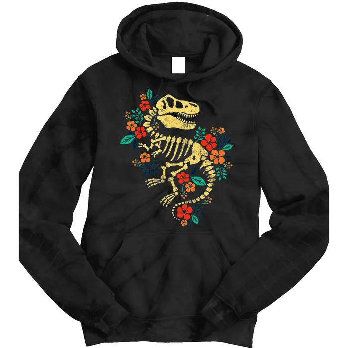 T Rex Skeleton Dino Bones Paleontologist Fossil Dinosaur Tie Dye Hoodie