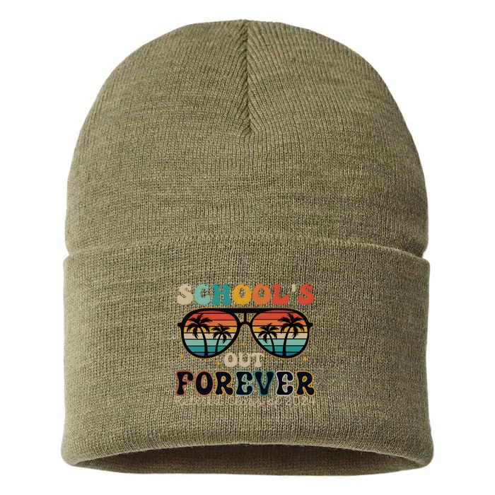 Teacher Retirement Schools Out Forever Retired 2024 Sustainable Knit Beanie