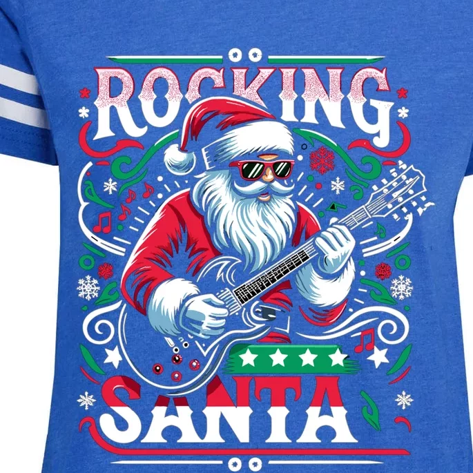 The Rocking Santa Christmas Rock Guitar Santa Cool Gift Enza Ladies Jersey Football T-Shirt